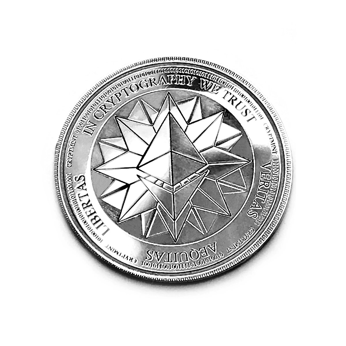 Laser Engraved Silver Physical Ethereum Wallet