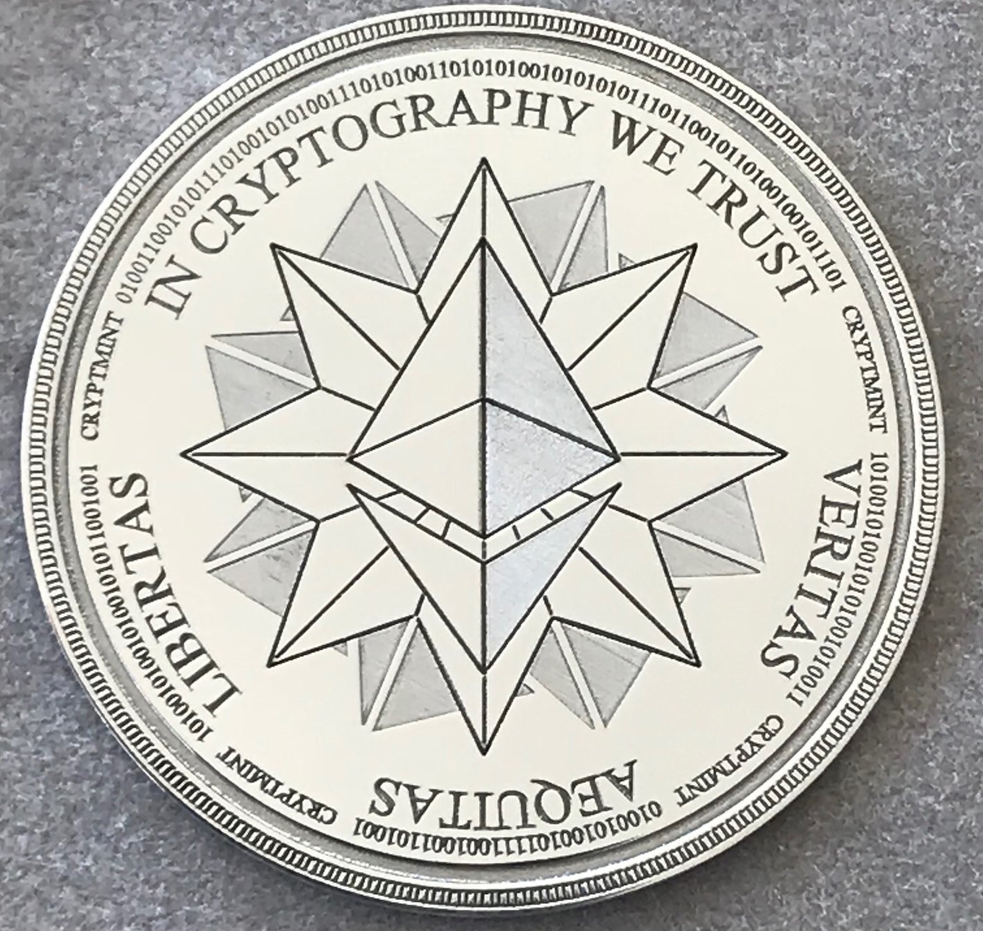 Laser Engraved Silver Physical Ethereum Wallet
